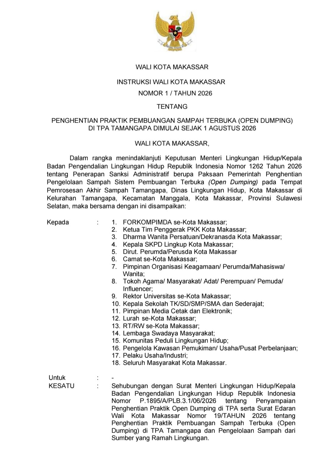 surat edaran soal sampah